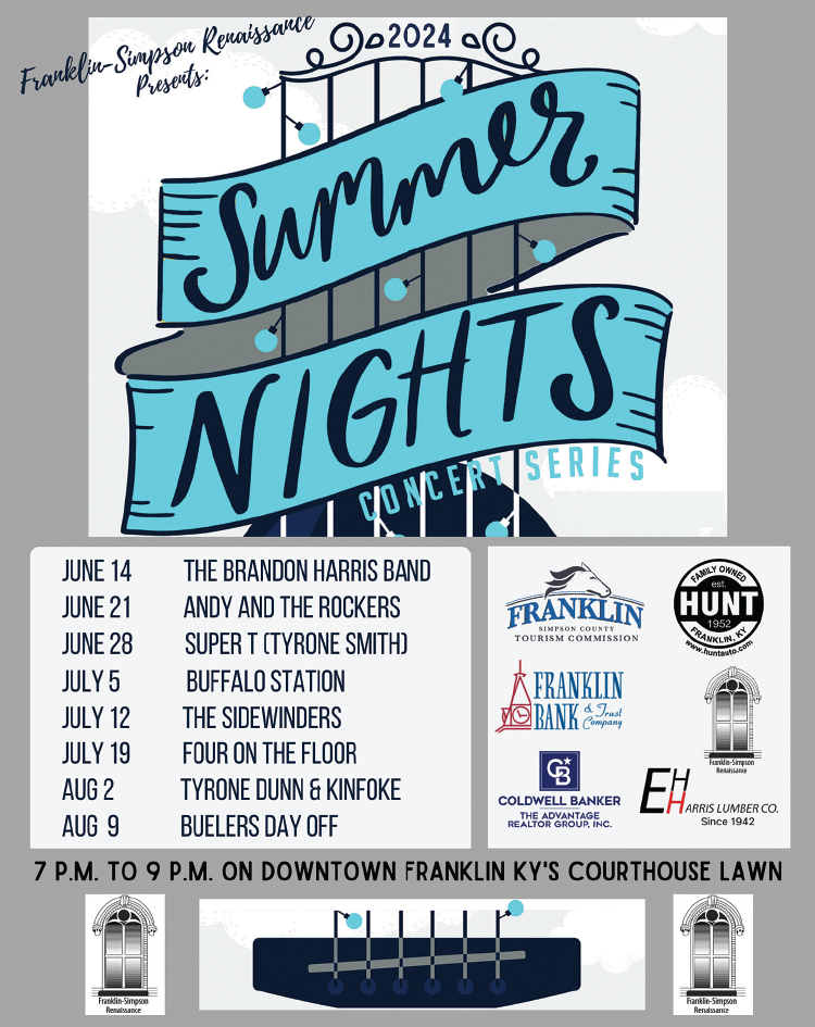 Don't miss the Summer Nights summer concert series in Franklin Kentucky