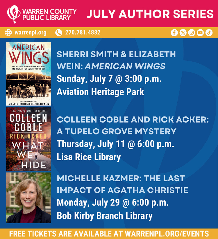 Don't miss all the great events at the Warren County Public Library during their July Author Series.