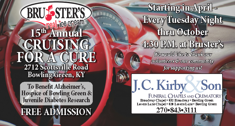 J C Kirby and Son presents Cruising For A Cure to benefit Alzheimer's, Hospice of Bowling Green and Juvenile Diabetes Research