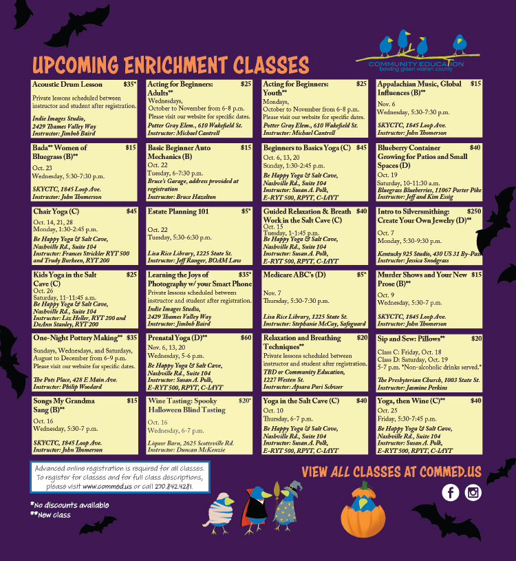 See all the upcoming Community Education Enrichment Classes