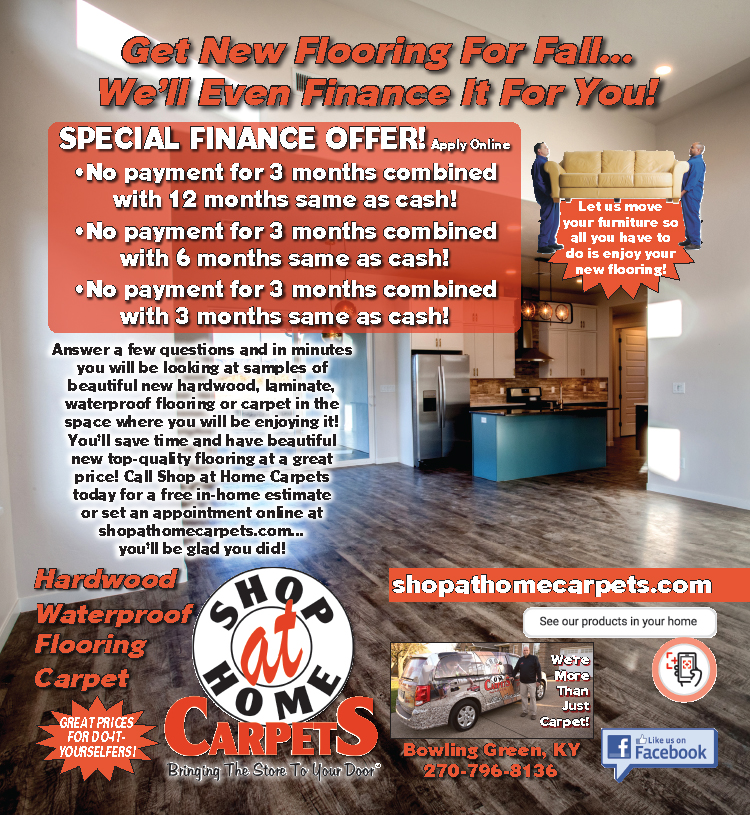 Get new flooring from Shop At Home Carpets and we'll even finance it for you.