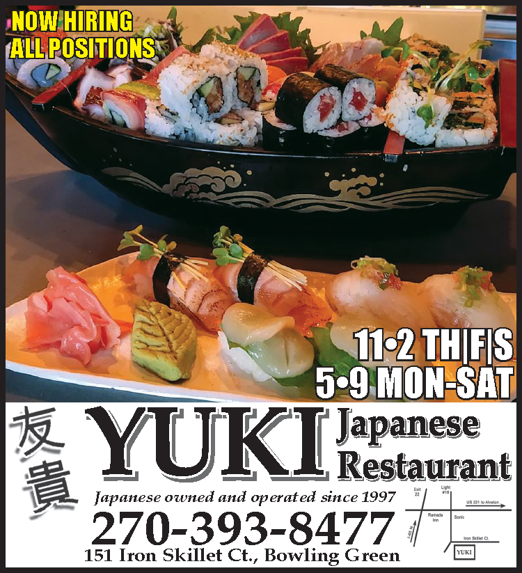 Yuki Japanese Restaurant... great Japanese food... now hiring all positions