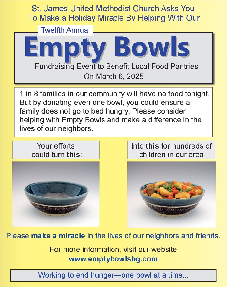 Empty Bowls fundraising event is coming March 6, 2025