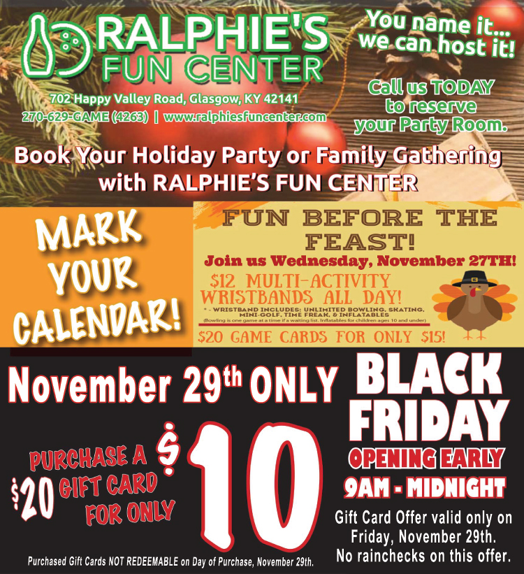 Don't miss Raphie's Fun Center Black Friday $10 Special!