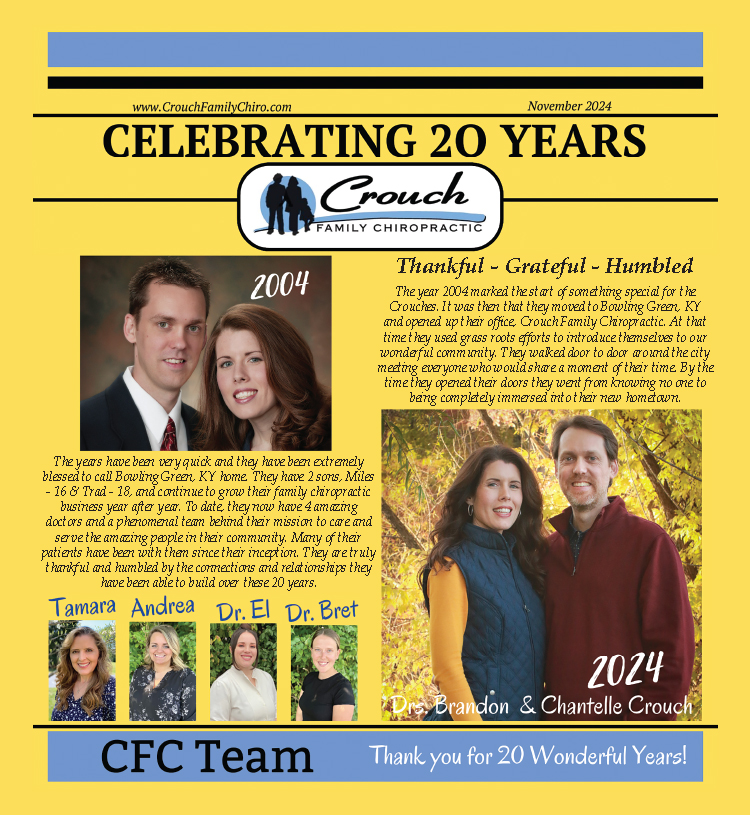 Crouch Family Chiropractic... celebrating 20 years of service