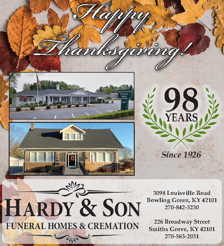 Happy Thanksgiving from the folks at Hardy & Son Funeral Homes