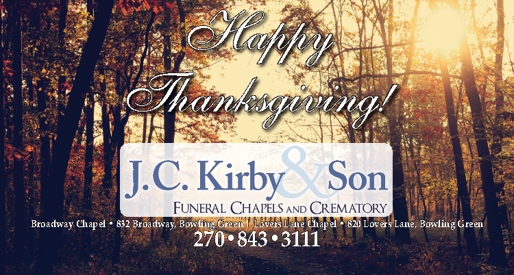 Happy Thanksgiving from J. C. Kirby & Son Funeral Chapels