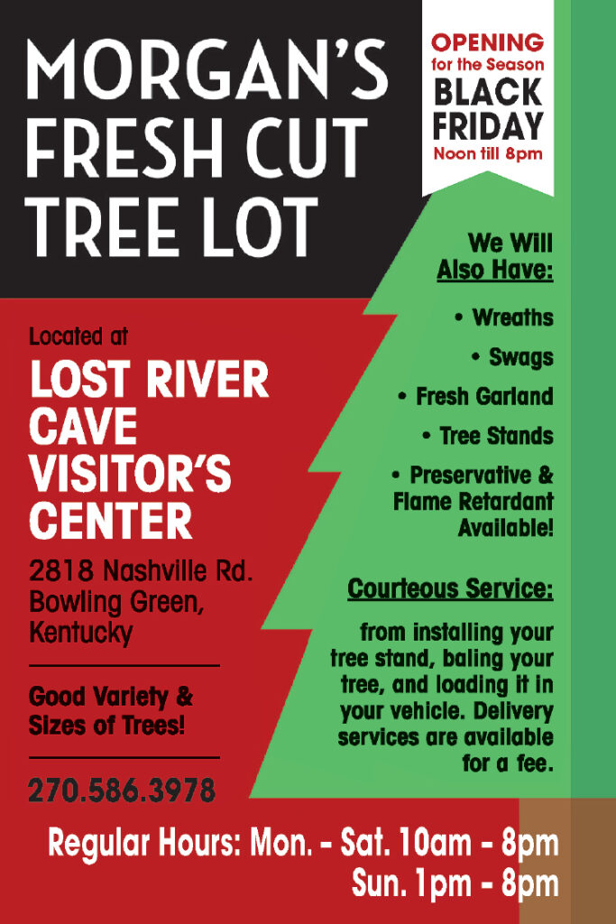 Get your beautiful Christmas tree at Morgan's Fresh Cut Tree Lot.