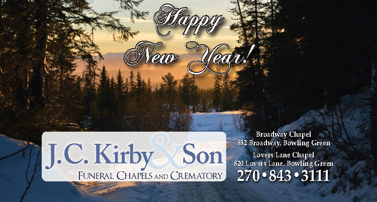 Happy New Year from J. C. Kirby & Son Funeral Chapels and Crematory.