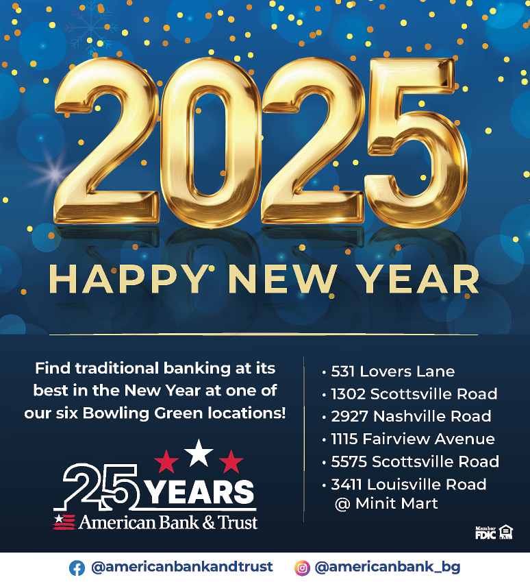 Happy New Year from American Bank & Trust celebrating 25 years. 