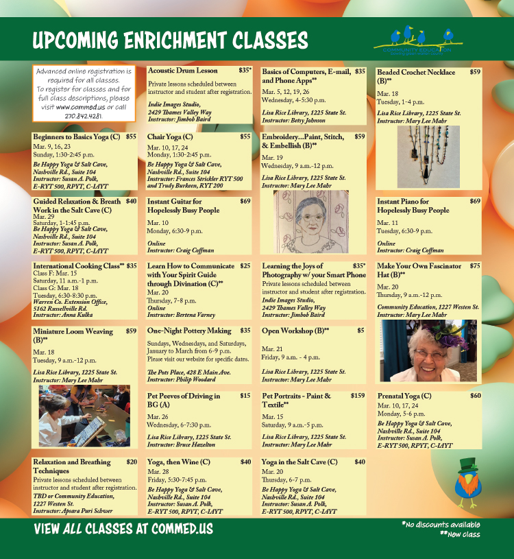 See all the enrichment classes from Community Education.