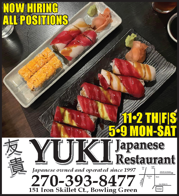 Yuki Japanese Restaurant... now hiring all positions.